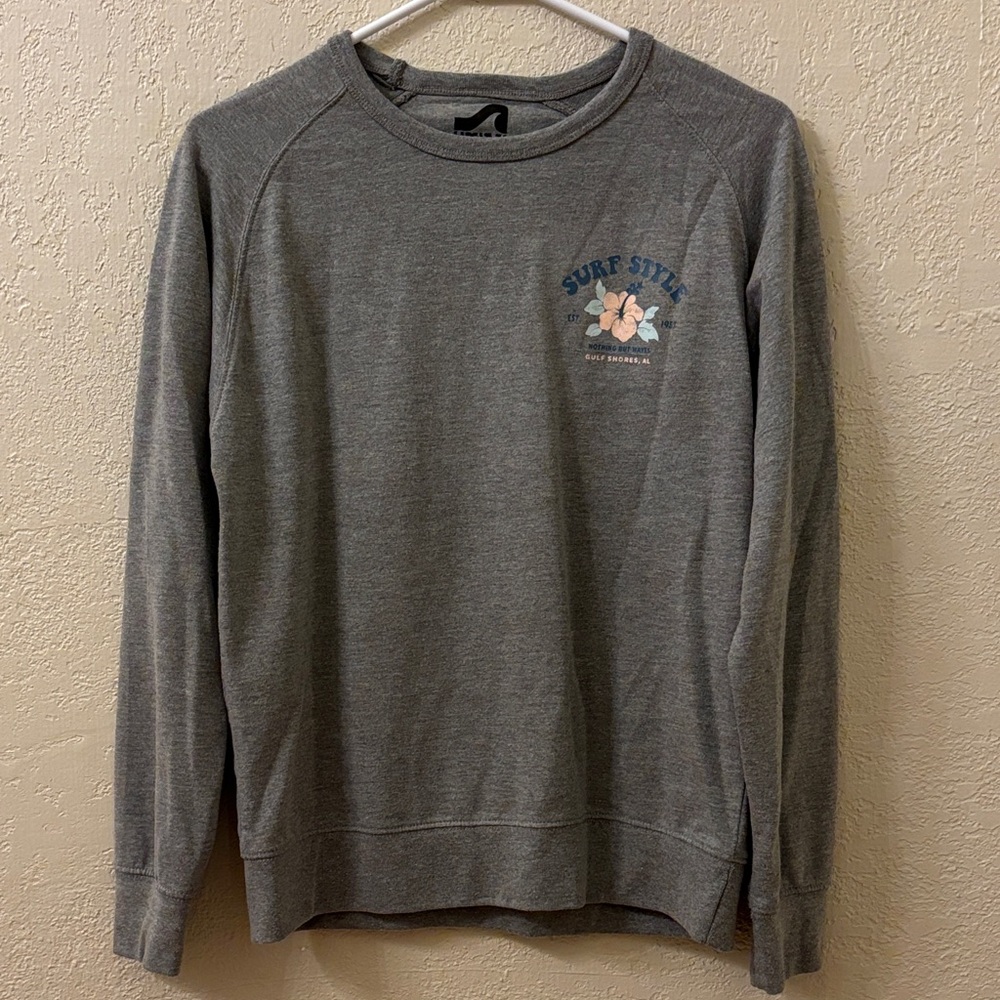 Gulf Shores, Alabama Surf Style‎ Women's Crewneck Sweatshirt in Gray~Sz Small